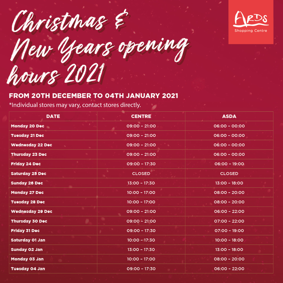Christmas & New Years Opening Hours