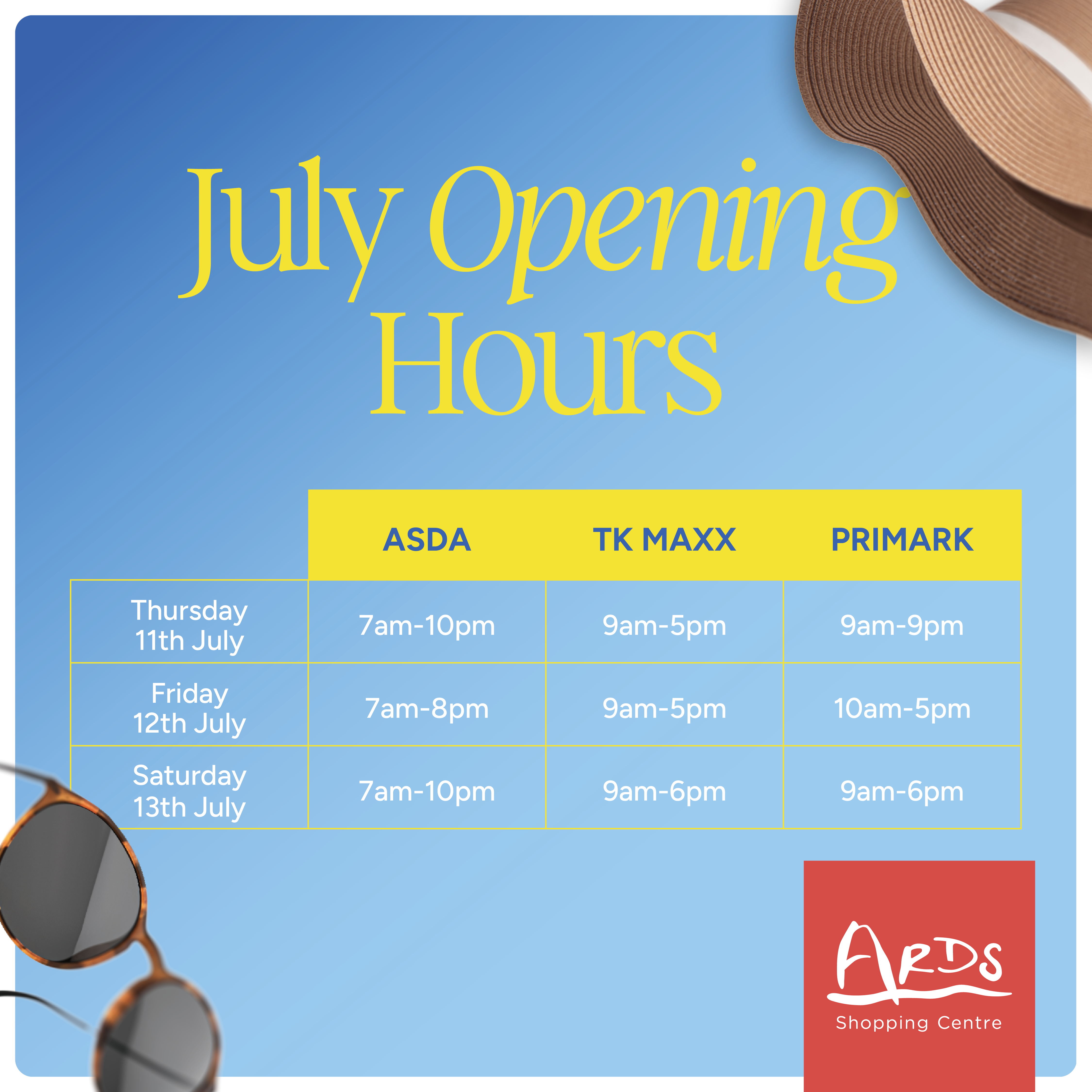 15493.010 SOCIAL   Ards July Opening Hours post ART2