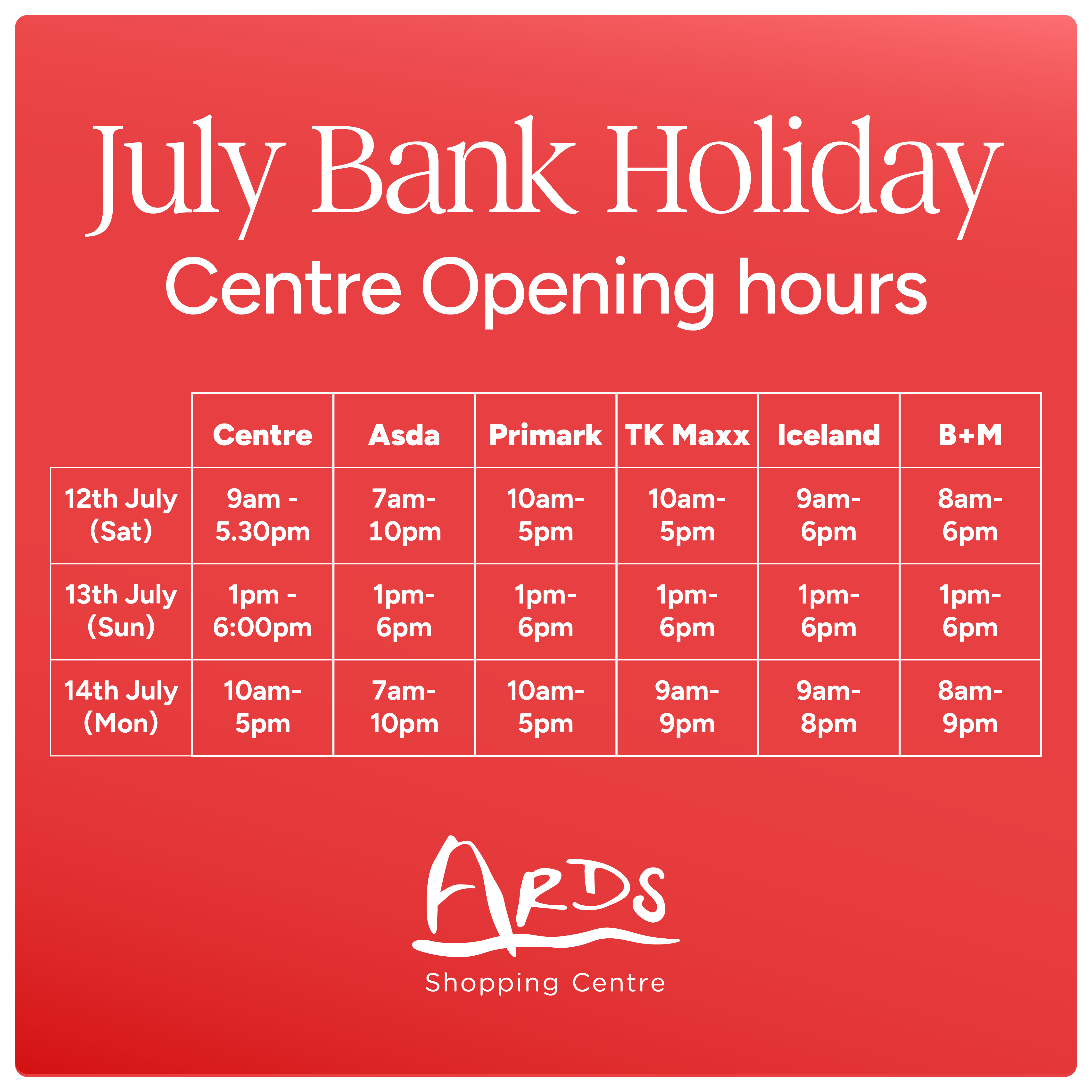 July 2025 Bank Holiday Hours