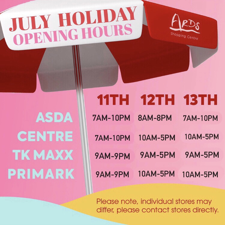 July Opening hours